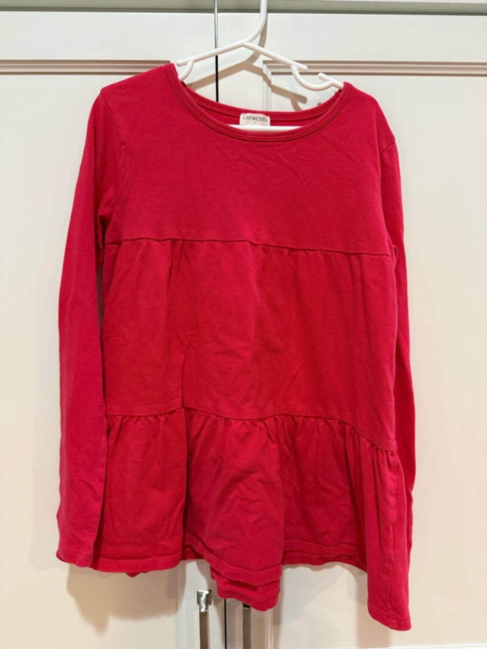 Crewcuts Long Sleeve Tiered Top - Bright Pink/Red